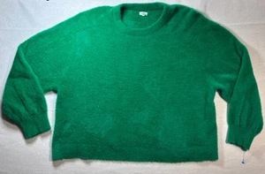 Aerie Damen Large Flurry Crewneck Sweater Kelly Green Plüsch Fuzzy Pullover  - Bild 1 von 10