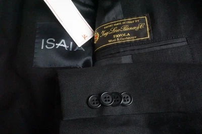 Isaia 100% Linen Solid Black Sport Coat Jacket Sz 38R Brand New  - Image 1 of 4