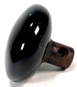 Vintage Black Porcelain Door Knob, 2-1/4" Diameter - Antique - Picture 1 of 4