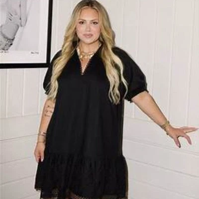 Mini Vestido Camisa Negro Elegante Corto Torrid Belle Isle con Detalles de Encaje Nuevo con Etiquetas 3XL Foto 1 de 4