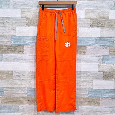 Clemson Tigers WonderWink Cargo Scrub Pants Orange Nursing Medical Womens XS - Image 1 of 4