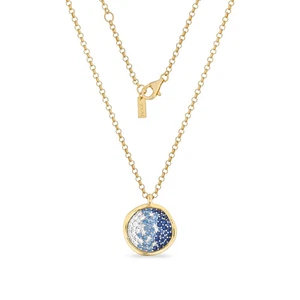 Collana disco in argento dorato con zirconi bianchi azzurri Sogni CL125GBL - Picture 1 of 3