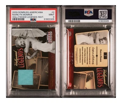 PSA 9 #/500 MARILYN MONROE WORN RELIC SWATCH CARD 2009 Panini HOLLYWOOD LEGENDS - Image 1 of 2