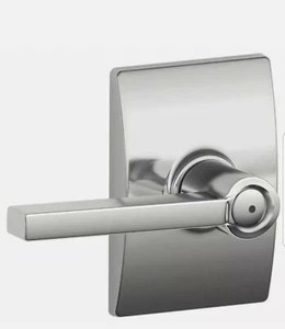 Schlage F40-LAT-CEN Latitude Privacy Door Lever Set, Bathroom, Bedroom, Locking - Picture 1 of 5