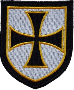 KNIGHTS TEMPLAR BLACK SHIELD iron-on PATCH embroidered CRUSADES - Picture 1 of 1