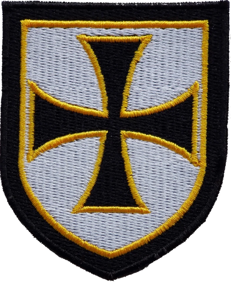 KNIGHTS TEMPLAR BLACK SHIELD iron-on PATCH embroidered CRUSADES - Image 1 of 1