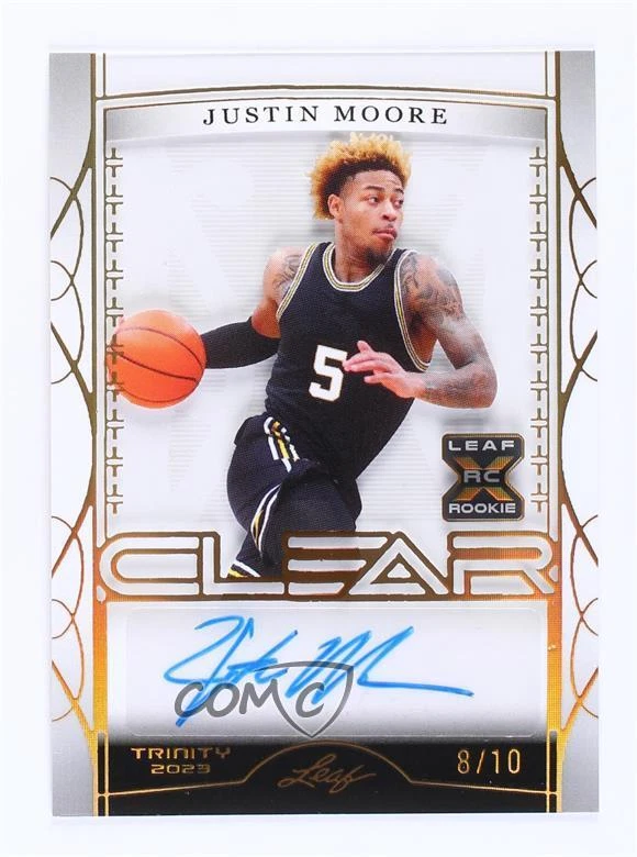 2022-23 Leaf Trinity Clear Auto Holo Gold 8/10 Justin Moore #CA-JM2