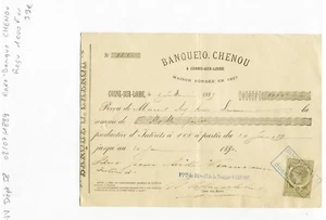 Dépt 58 - Cosne sur Loire - Rare Reçu de 1 000 F or à 4 % Banque Chenou 1889 - Picture 1 of 1