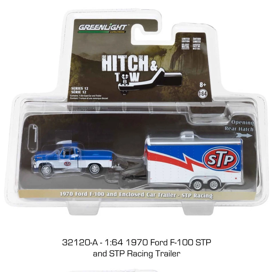 STP 1970 Ford F-100 and Enclosed Car Trailer 1/64 Diecast Model - Image 1 of 4