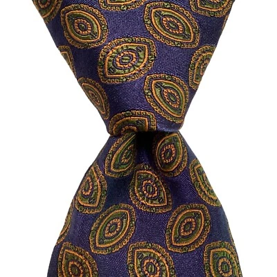 Corbata ROBERT TALBOTT Estate para hombre 100 % seda de lujo geométrica azul/naranja NUEVA Foto 1 de 4