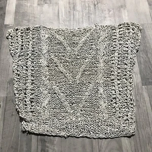 VTG Boho Leather Lace Crochet Women's Shirt Festival Short Crop Handmade B5 - Picture 1 of 7