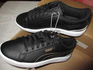 PUMA Women's Vikky V3 Metallic Shine Shoes, Size US 6.5, Black/Silver Brand New - Picture 1 of 10