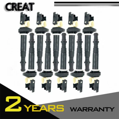 Conjunto de 10 bobinas de ignição de qualidade adequadas para 2006-2010 BMW M5 M6 5.0L V10 E60 E63 E64 - Imagem 1 de 4