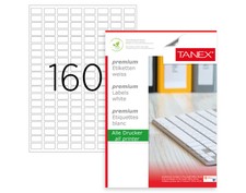 Tanex TW-2280 Marcatura Etichette 22 x 12 mm Bianco, 1600 Etichette, 10 Bl