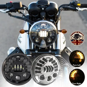 7" MOTORBIKE LED HEADLIGHT 70W INDICATOR & DRL DOT E Approved UK EU US - Picture 1 of 6