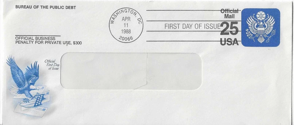 ArtCraft # UO78 Eagle Official Savings Bond Size Envelope W/window, w/o TM - Image 1 of 1