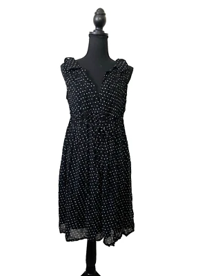Nolita  Wm's Polka Dot Mini Dress in black white sleeveless design and collar - image 1 of 4