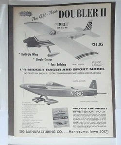 SIG Airplane Model Kits Vintage Print Ad Ephemera Wall Art Decor Doubler II - Picture 1 of 1