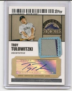  2009 Topps Ticket to Stardom Troy Tulowitzki Jersey Auto Card /499 Rockies - Picture 1 of 2