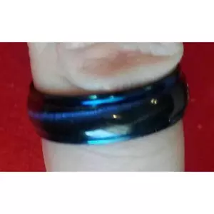 New Stainless Steel Faux Blue Tiger Eye Style Ring Band Size 8.5 w Tag - Picture 1 of 1