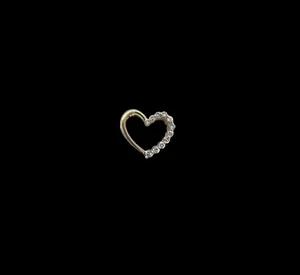 10K Yellow Gold Round Natural Diamond Open Heart Women's Pendant 0.10ctw Small - Picture 1 of 4