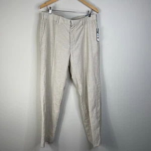NWT Cubavera Men's 36x32 Linen-Blend Flat Front Pants Khaki Casual Caribbean - Picture 1 of 8