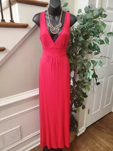 Loveappella Women's Red Rayon V-Neck Sleeveless Casual Long Maxi Dress Size XS - Picture 1 of 15