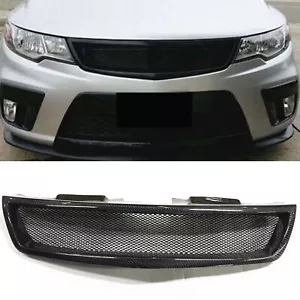 Front Upper Grille Mesh Grill For Kia Forte Forte5 10-13 Carbon Fiber - Picture 1 of 10