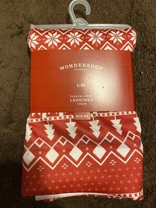 NEW Wondershop Target Holiday Christmas Fleece-Lined Leggings L/XL (12-16) Red - Picture 1 of 3