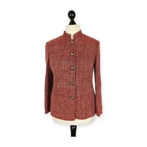 Walbusch Damen Boucle Jacke 40 L rot rosé Seide leichter Sommer Blazer elegant - Bild 1 von 9