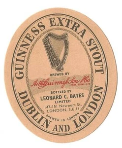 Guinness Extra Stout Label - 50er Jahre - Abfüller: Leonard C Bates - Neuwertig. - Bild 1 von 1