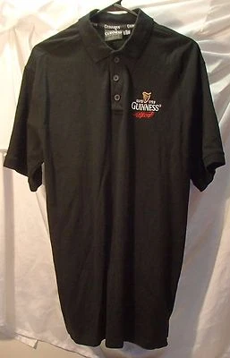 Camisa masculina bordada golfe/polo manga curta algodão preta Guinness Beer 42-44 L - Imagem 1 de 3