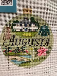 AUGUSTA "SPORTING ROUND" NEEDLEPOINT 8"x 8" UNOPENED KIRK & BRADLEY-CANVAS ONLY - Picture 1 of 3