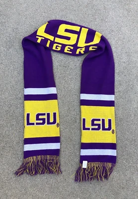 FOREVER COLLECTIBLES LSU Tigers Scarf Neck Tie Knit Purple Yellow - Image 1 of 4