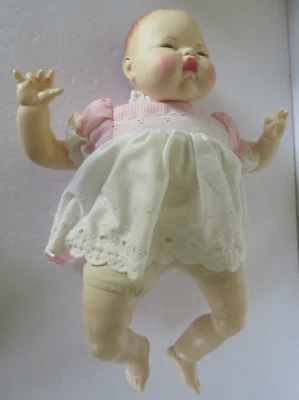 Vintage Baby Thumbelina Doll Ideal Toy CBS Tt21 Molded Hair Cloth Body Works - Image 1 of 4