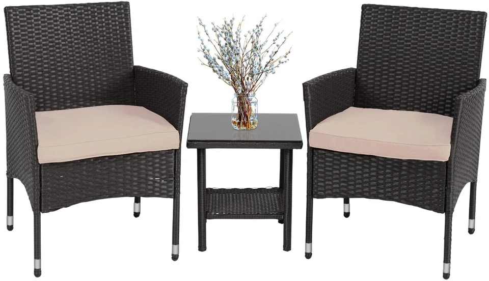 FDW Wicker Outdoor Furniture Patio Furniture Set of 3 Rattan Patio Chairs Outdoo