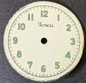 Vintage Mens Tosca Watch Dial with 0-60 Hashs - 25.9mm Off White Green Numbers - Picture 1 of 4