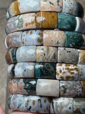 Ocean Jasper 软手镯 8th Vein 旧货弹力手链水晶宝石 — 第 1/4 张图片