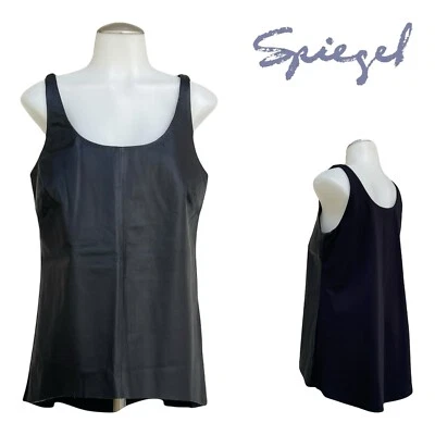 Camiseta sin mangas vintage años 00 SPIEGEL para mujer 8 cuero genuino tejida espalda fluida alta baja nueva de Lote Antiguo Foto 1 de 4
