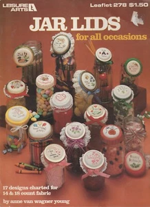17 Designs Jar Lids for All Occasions- CROSS STITCH PATTERN -Charted for 14 & 18 - Picture 1 of 2