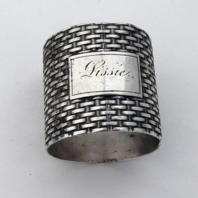 Cesta Tejido Servilleta Anillo Madera Hughes Moneda Plata Mono Lissie Foto 1 de 3