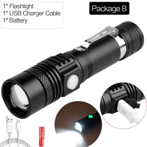 New Flashlight 50000LM LED Aluminum Alloy Zoom Strong Light Emergency Flashlight - Picture 1 of 11