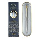 Parker Classic Stainless Steel Gold Trim Ball Pen