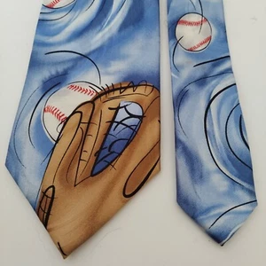 J. Garcia Baseball Krawatte Tidal Wave Collection blaue Krawatte mit Mitt und Ball - Bild 1 von 6