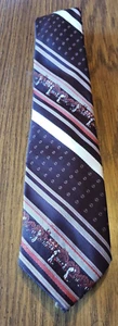 Richwood Collection Vintage Retro Classic Brown Red White Striped Necktie Tie - Picture 1 of 4