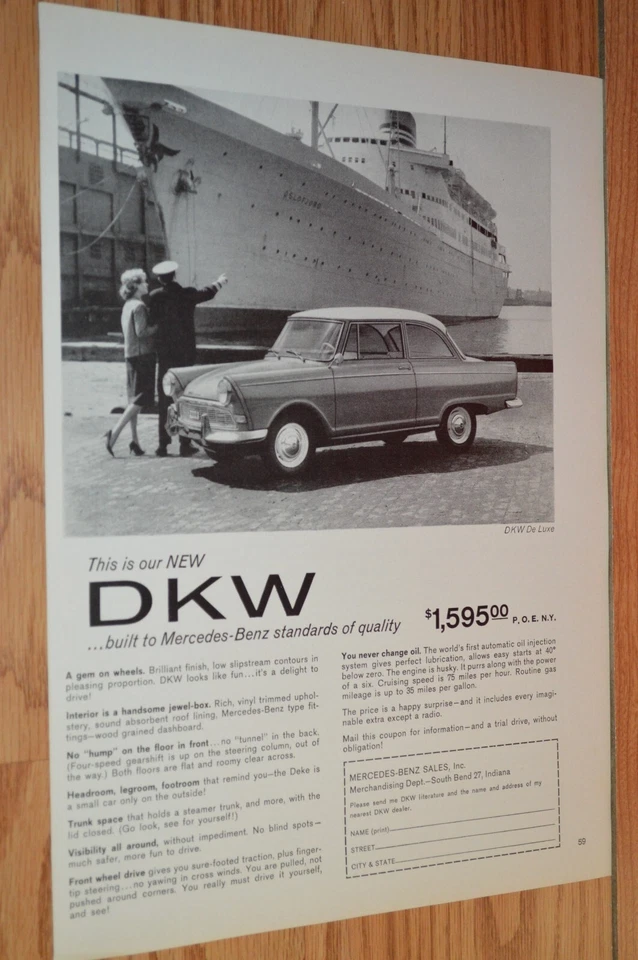 DKW 1962 Junior Deluxe publicidad original impresión 62 de Luxe Foto 1 de 1