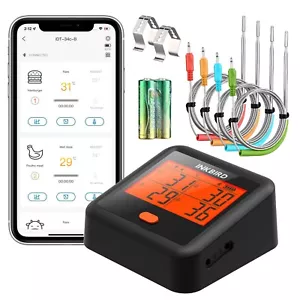 Digital Fleischthermometer Bluetooth BBQ Grillthermometer Ofen 4 Probe Smoker CF - Bild 1 von 10