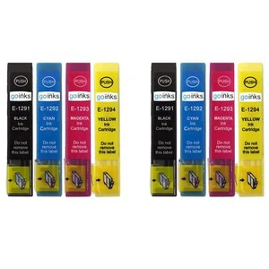 8 Ink Cartridges non-OEM to replace T1291 T1292 T1293 T1294 (T1295) Compatible - Picture 1 of 2