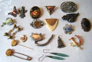 Antik 21 viktorianisch edwardianisch 30-40er Schmuck Verschleiß Reparatur Schrott einige signiert - Bild 1 von 10