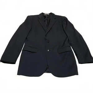 VTG Joseph Abboud Men's Size 40L Black  Wool Coat Blazer Made in USA Super 120s - Picture 1 of 14